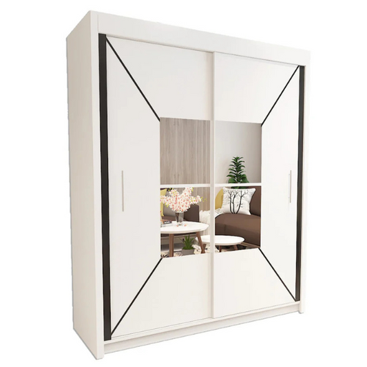 Nicole Double Mirror Sliding Doors Wardrobe 120cm/150cm/180cm/203cm