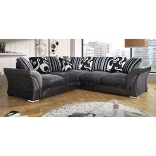 SHANNON CORNER SOFA BLACK/GREY 3+2 seater