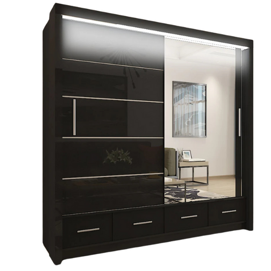 High Gloss Sycylia Wardrobe 150cm/208cm/255cm